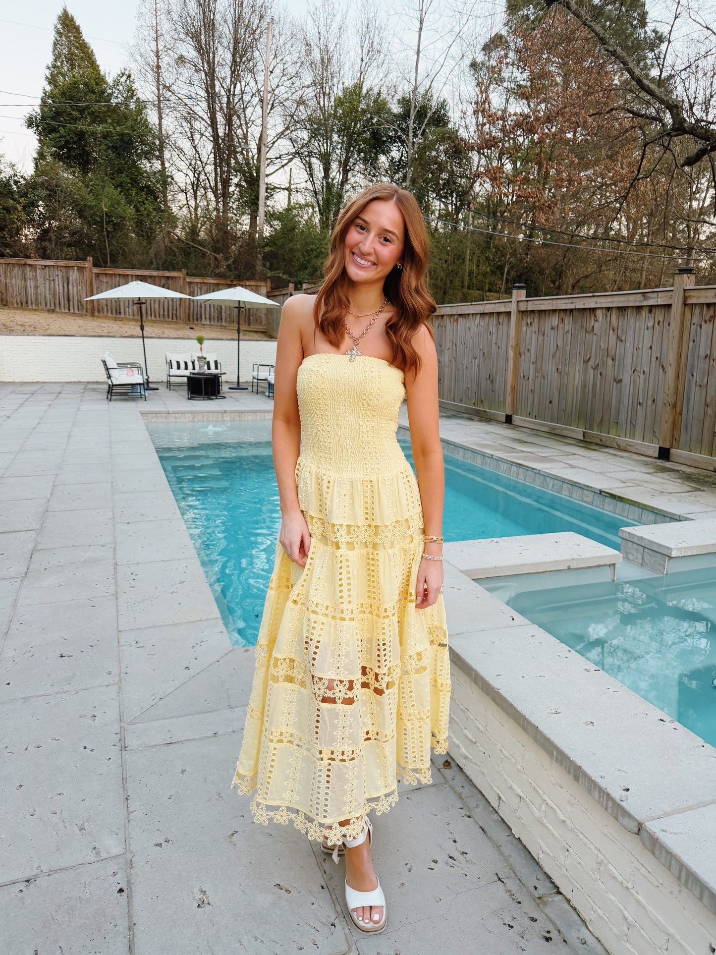Sophie Eyelet Dress in Yellow