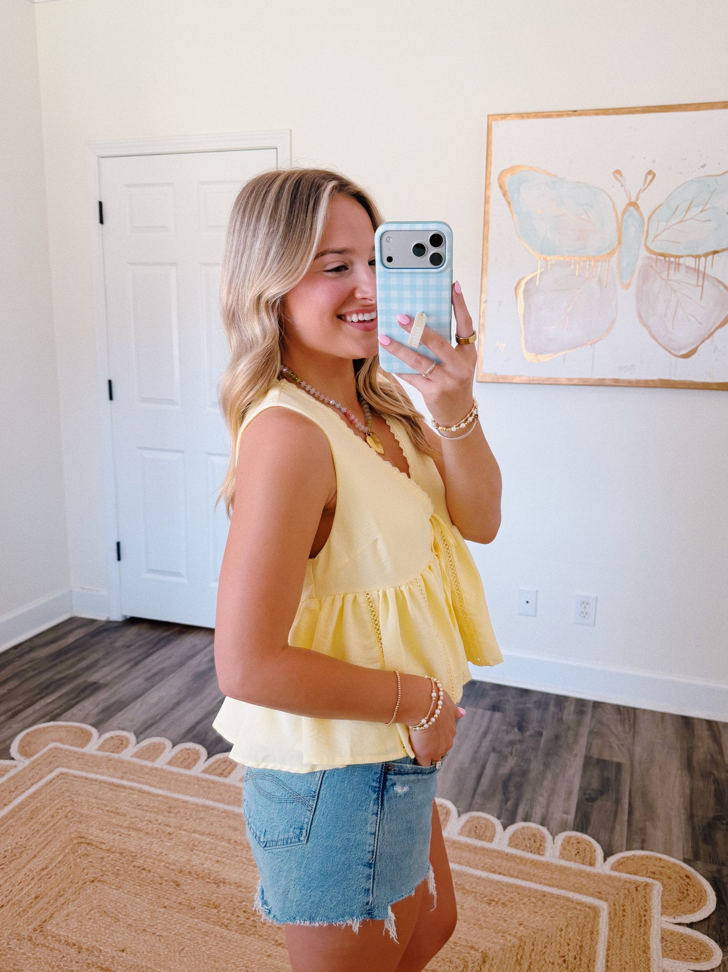 Yellow Tie Babydoll Top