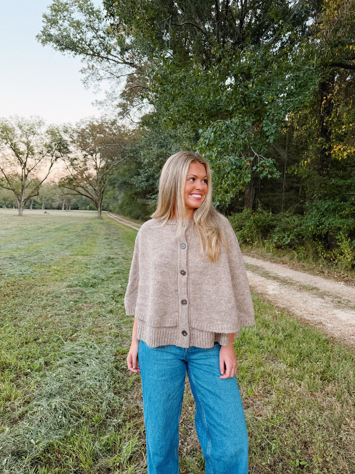 Blair Cape Cardigan - Taupe