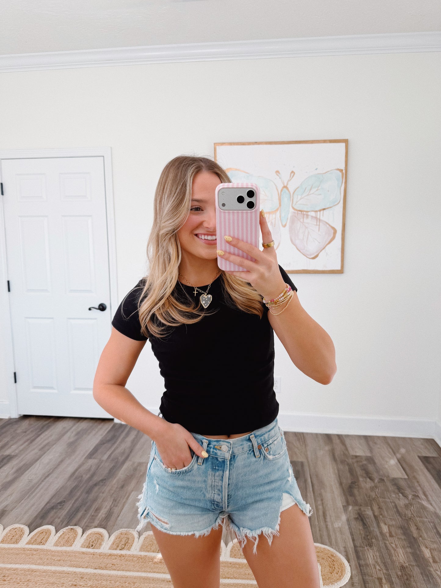 Black Ribbed Baby Tee