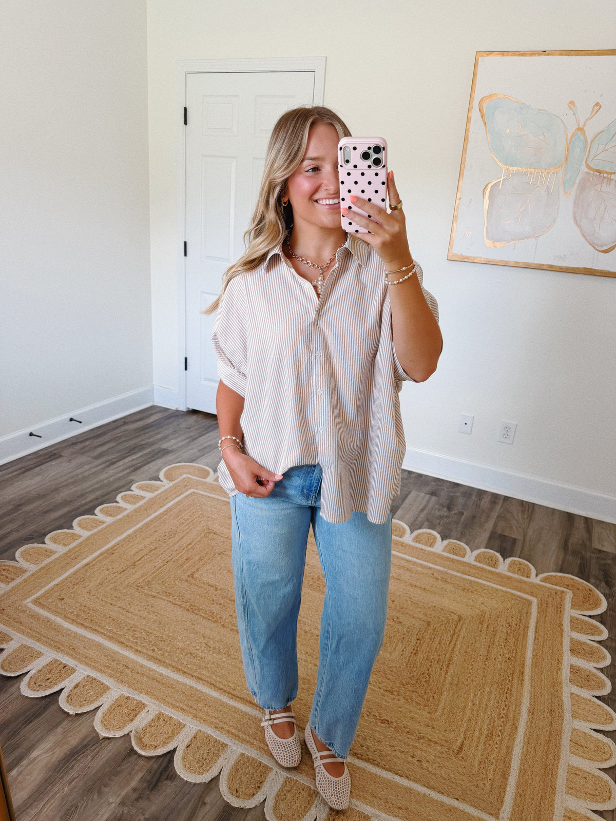 Mocha Striped Button Down
