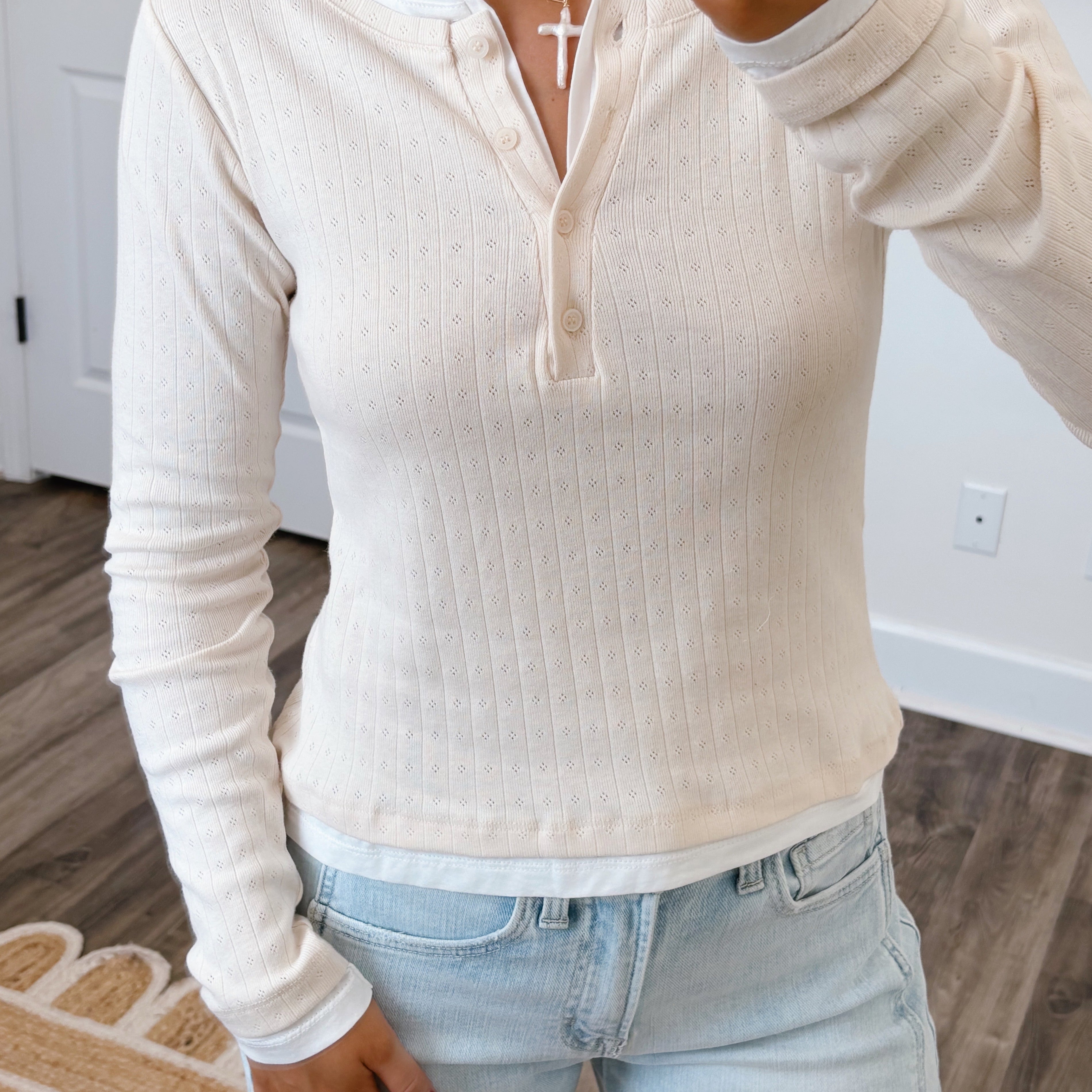 Cabin Nights Layered Top in Cream