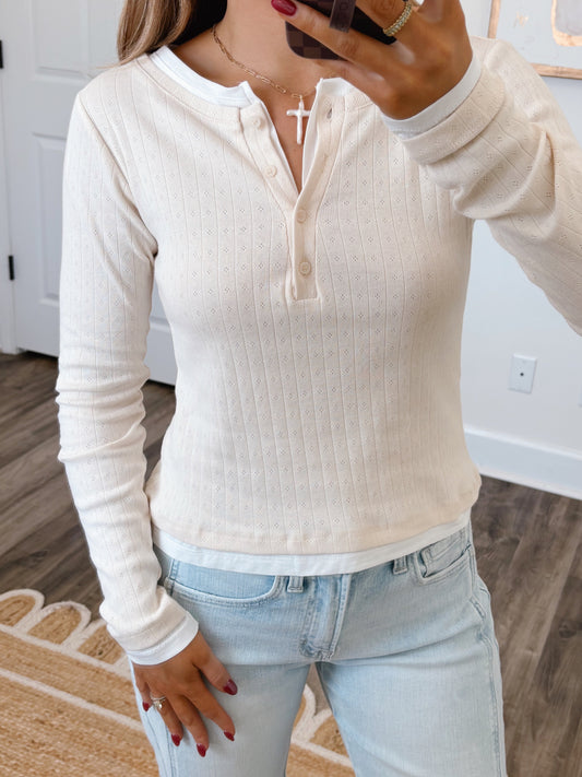Cabin Nights Layered Top in Cream