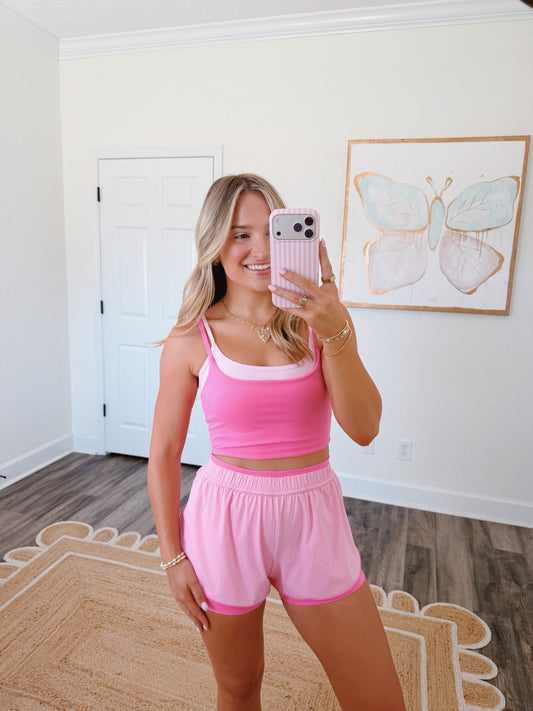 Hot Pink Double Layered Shorts