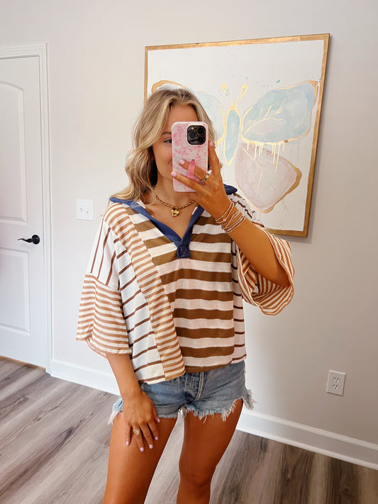 Brown Striped Easy Tee