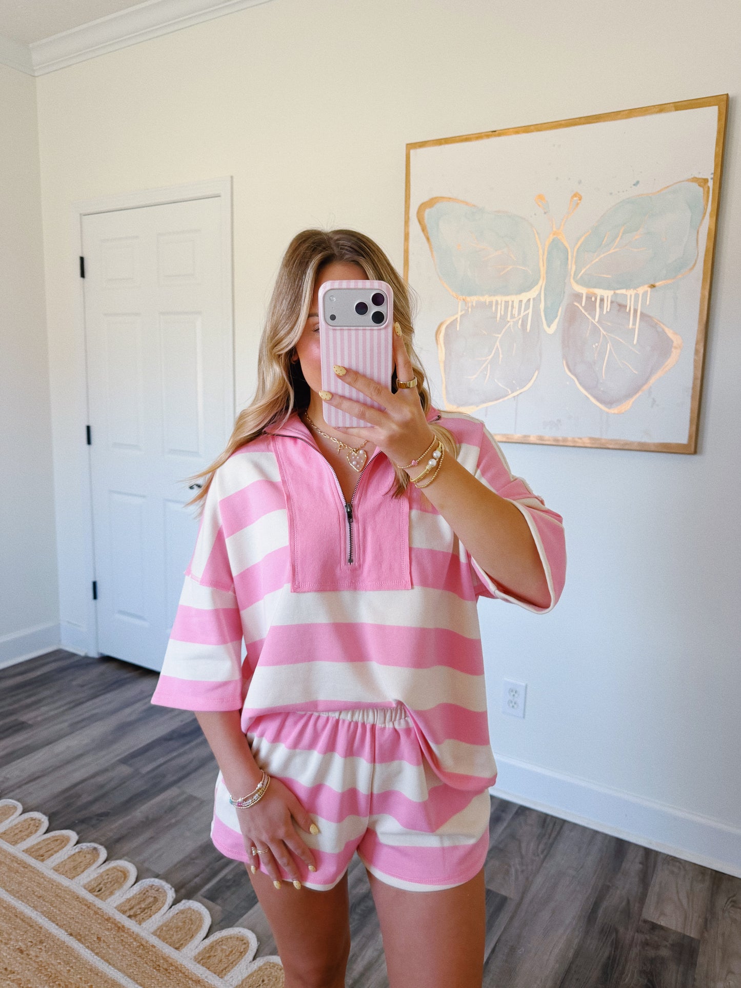 Pink Striped Cozy Set
