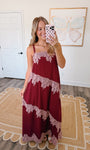Gianna Lace Trim Maxi - Burgundy