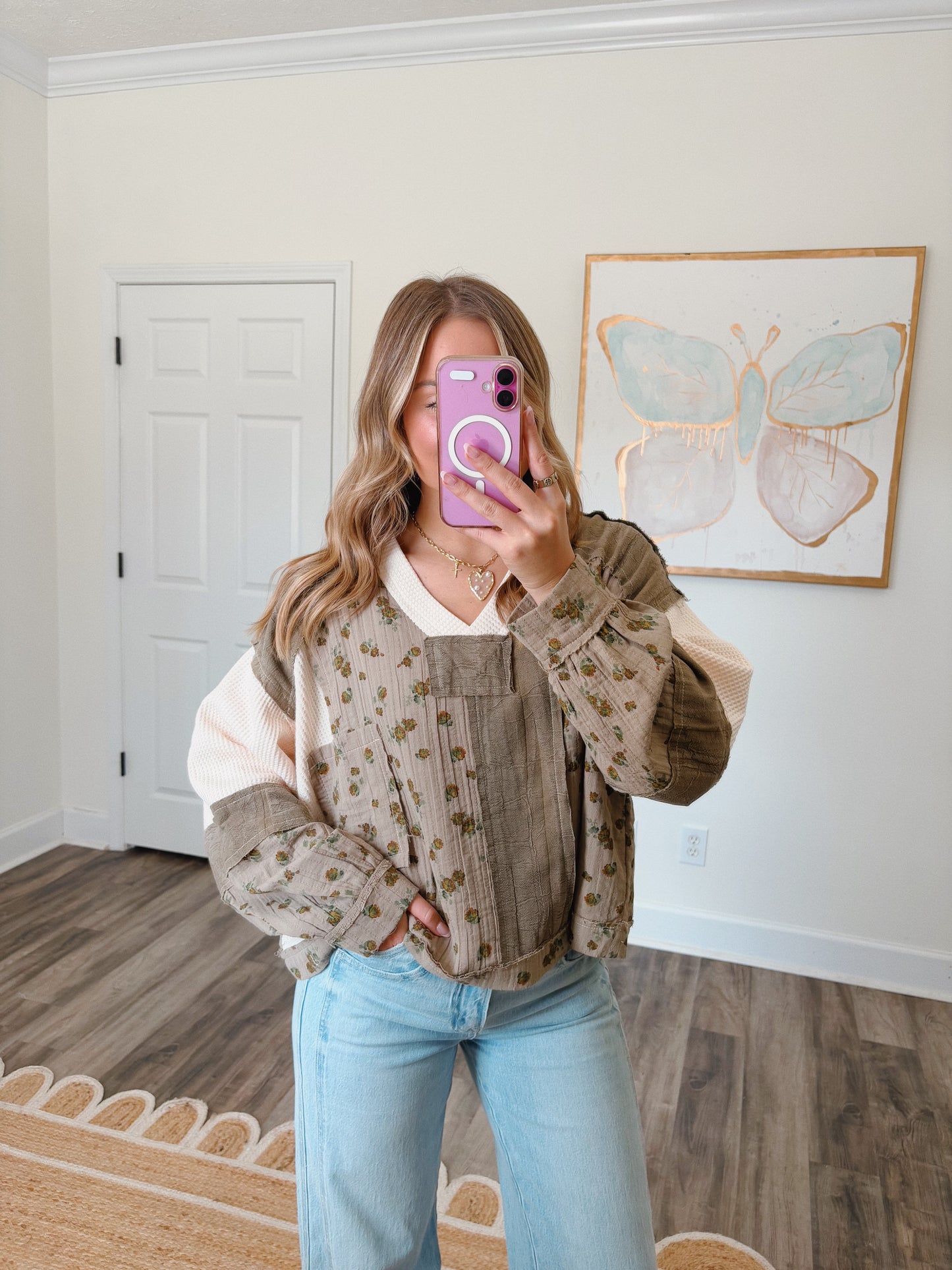 Dark Sage Floral Top