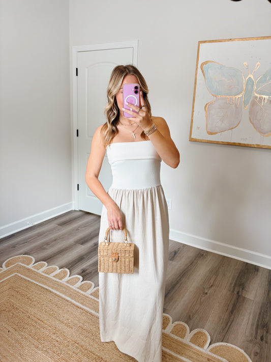 Oatmeal Linen Maxi Dress