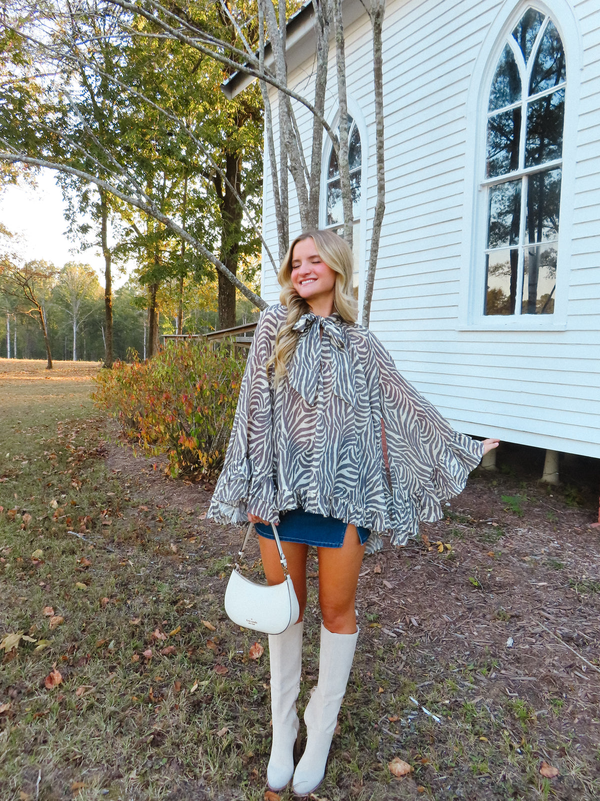 Zebra Print Ruffle Blouse