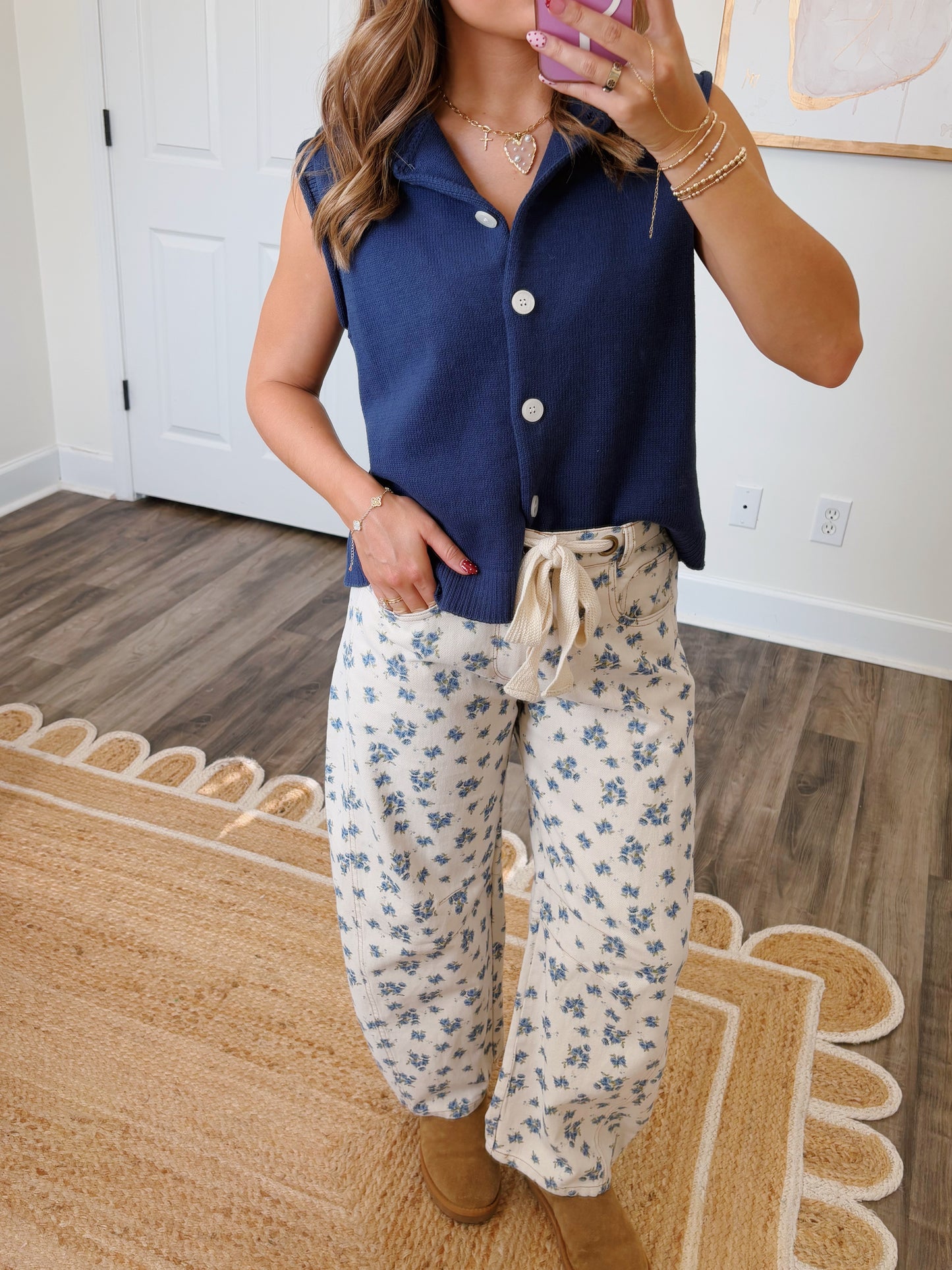 Navy Sleeveless Cardigan