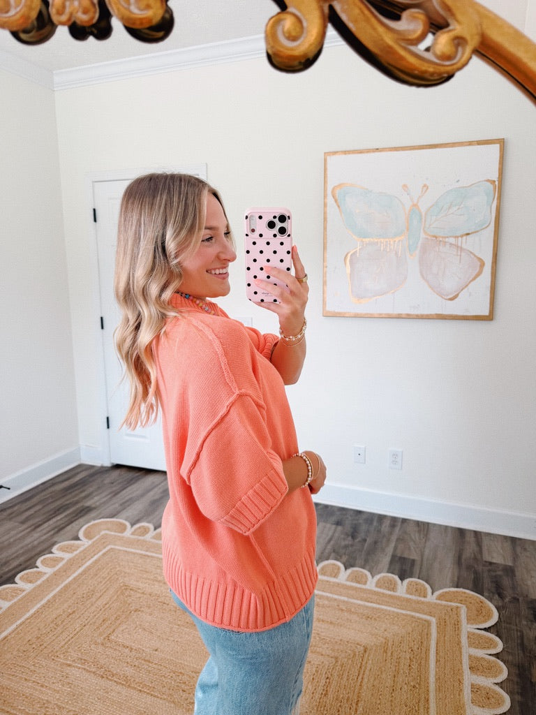 Creamy Peach Mock Neck Top