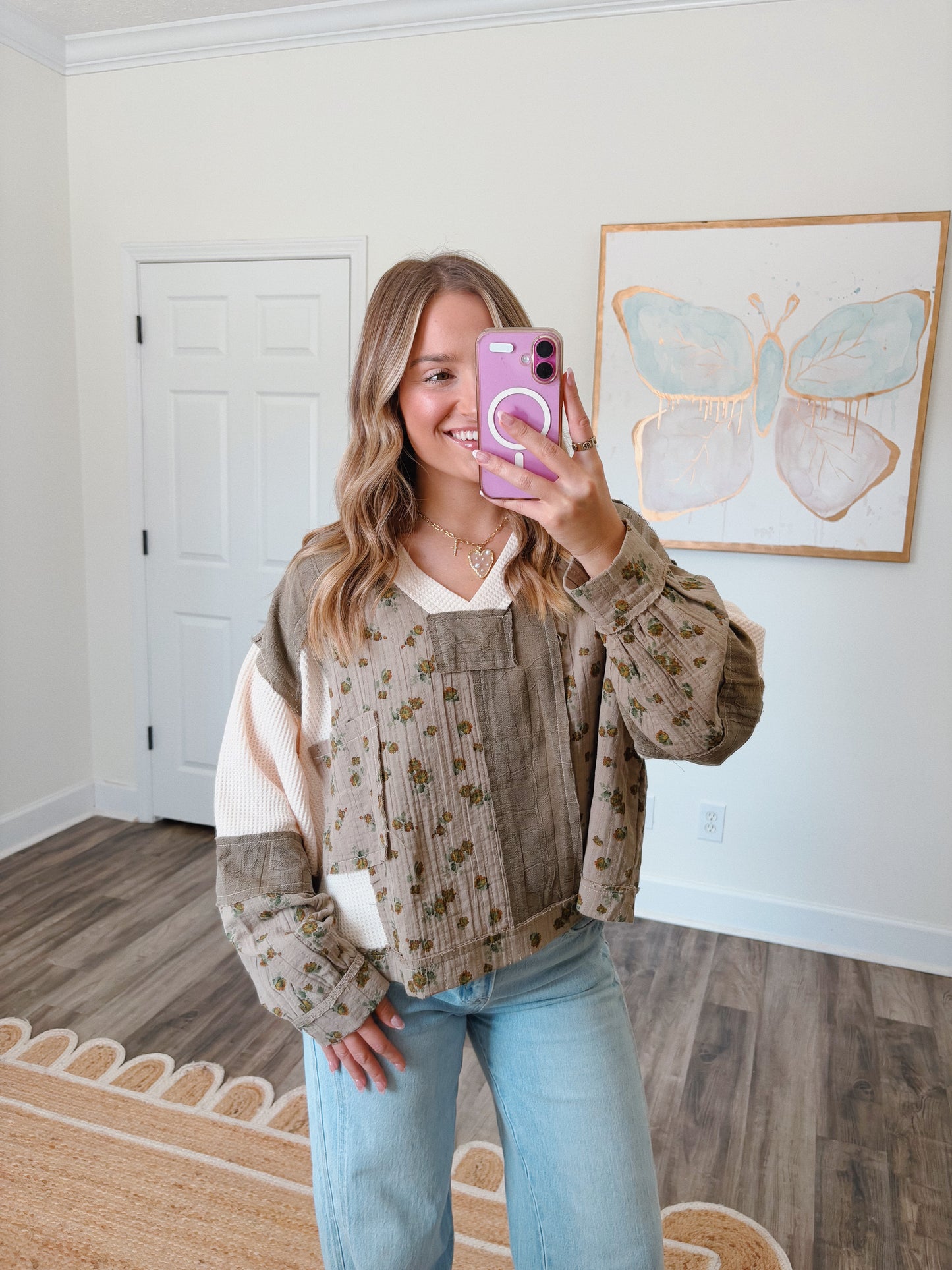 Dark Sage Floral Top