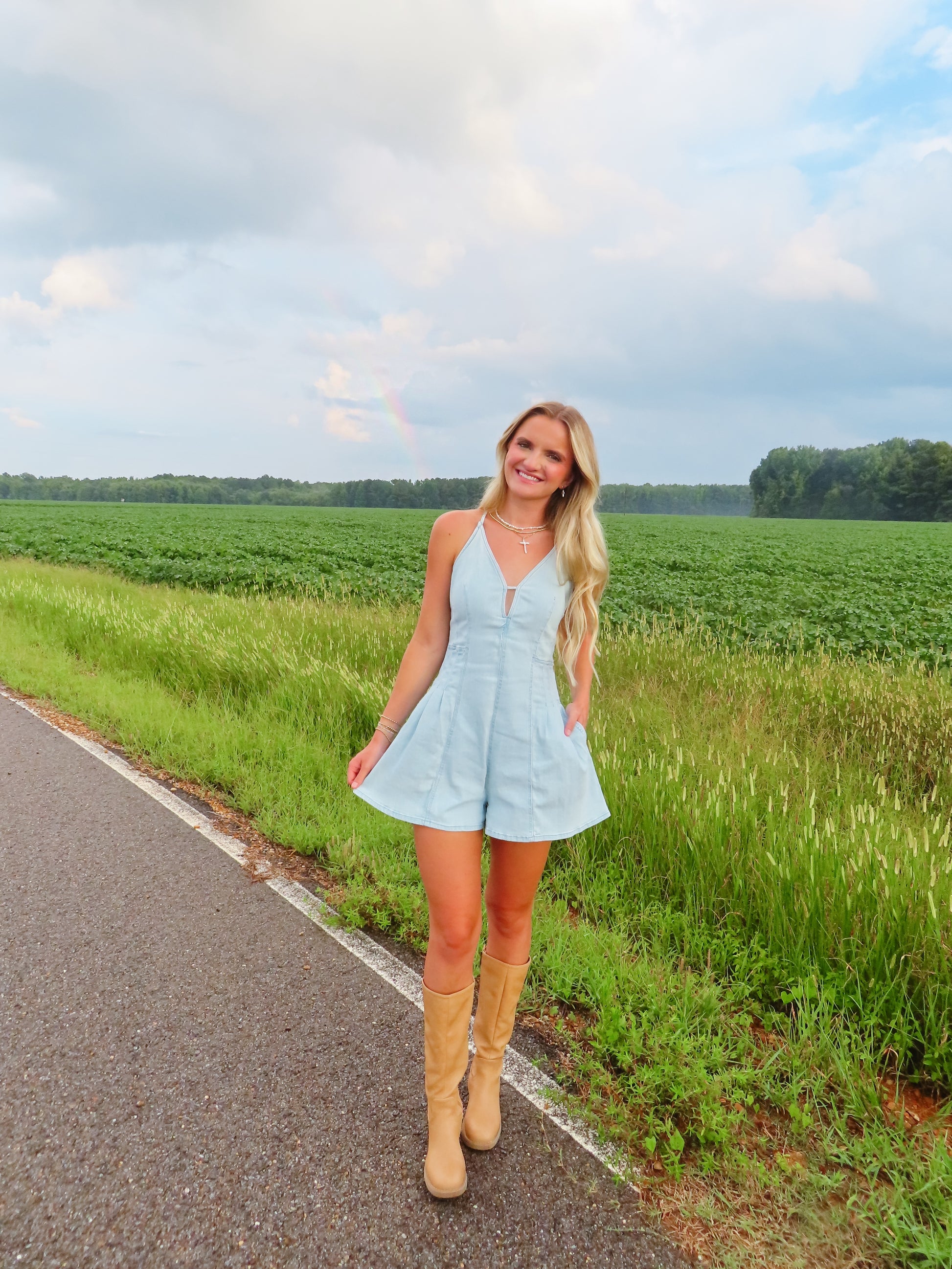 Georgia Flare Denim Romper