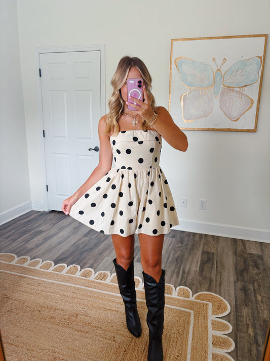 Polka Dot Strapless Romper