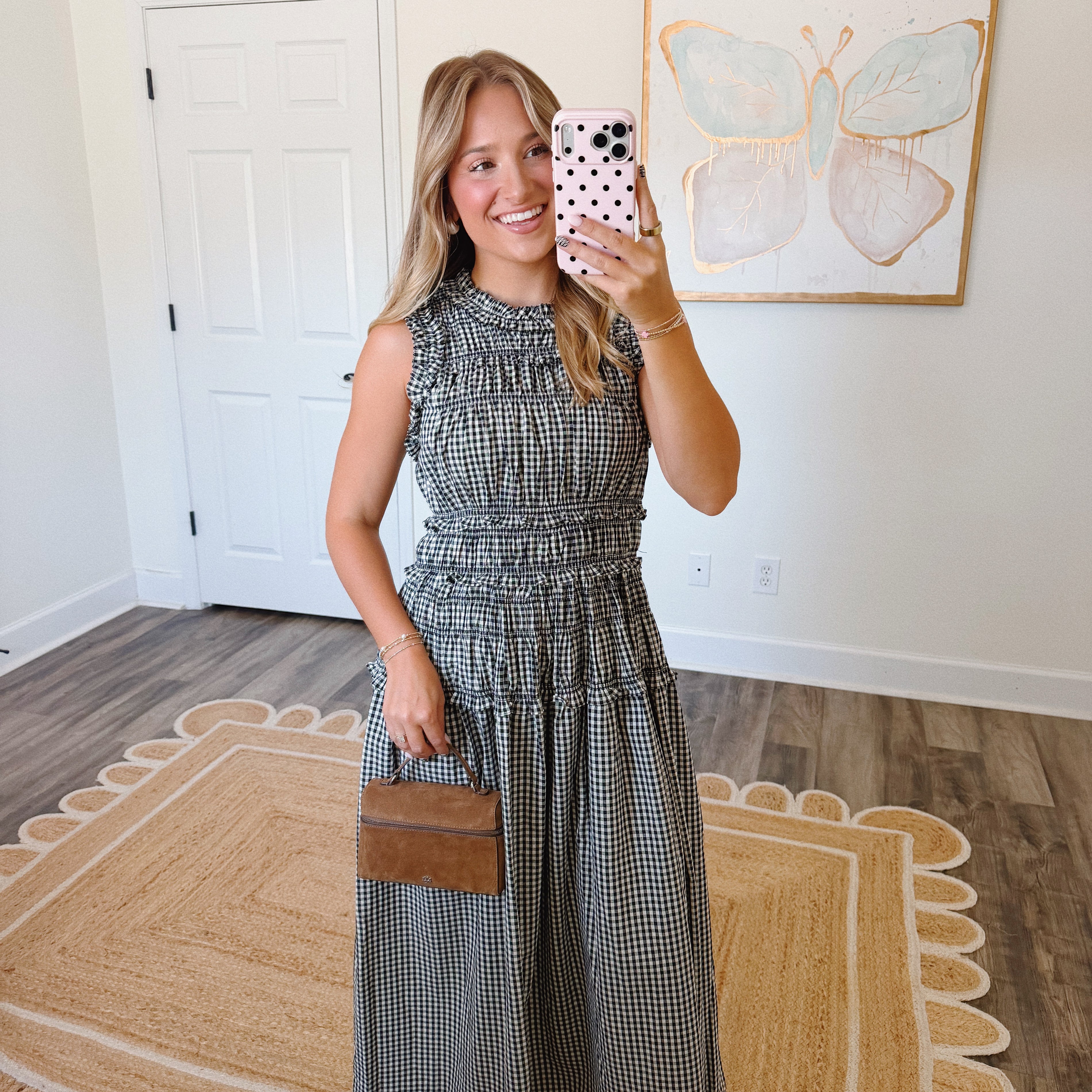 Black Gingham Maxi Dress