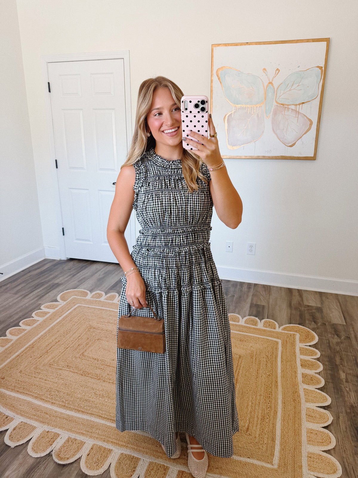 Black Gingham Maxi Dress
