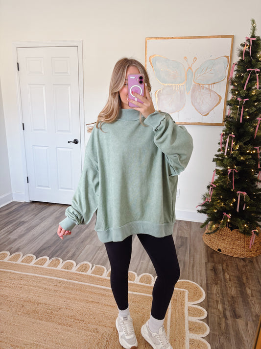 Oversized Sage Green Mockneck