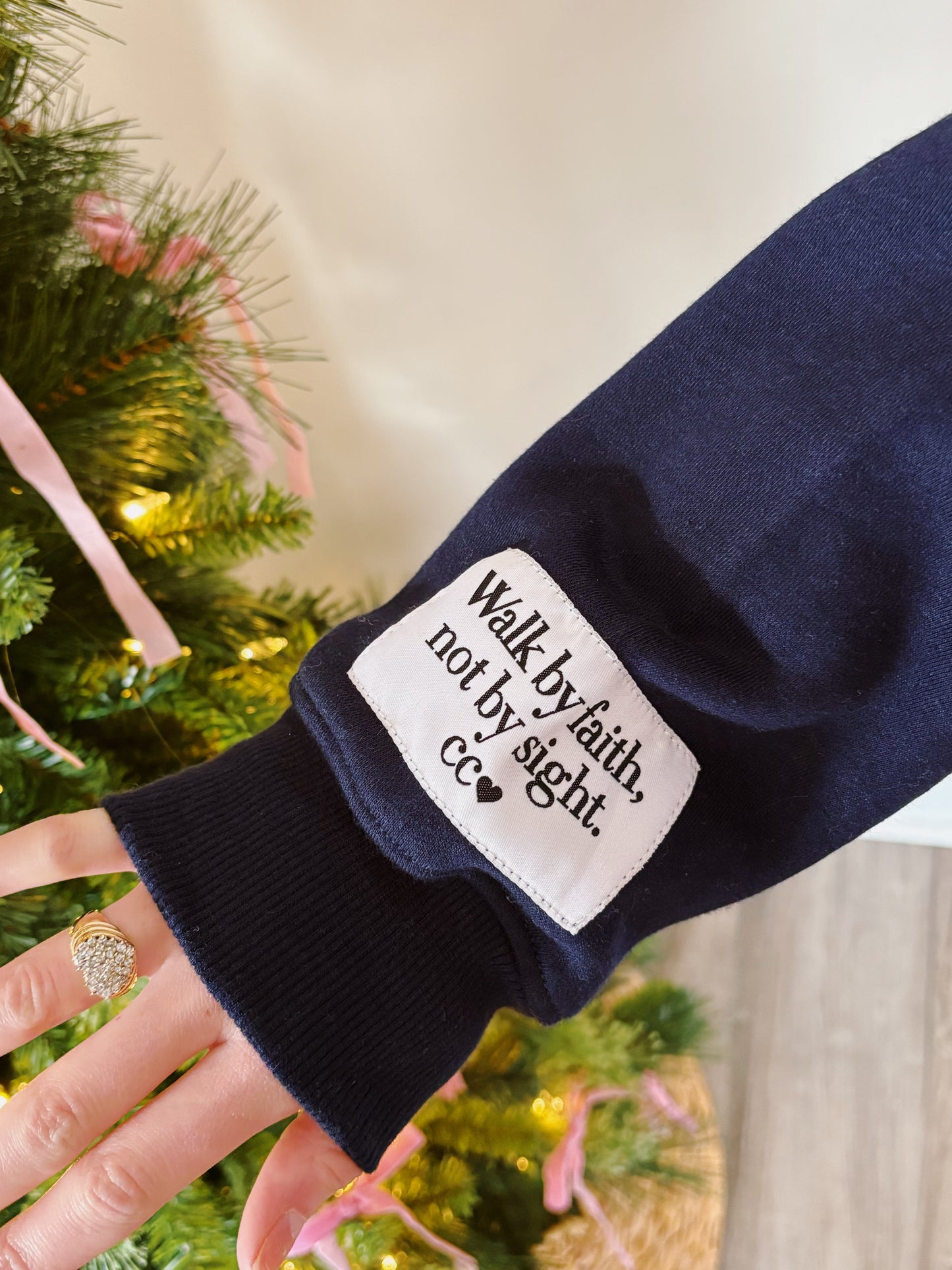 Walk By Faith Navy Mockneck