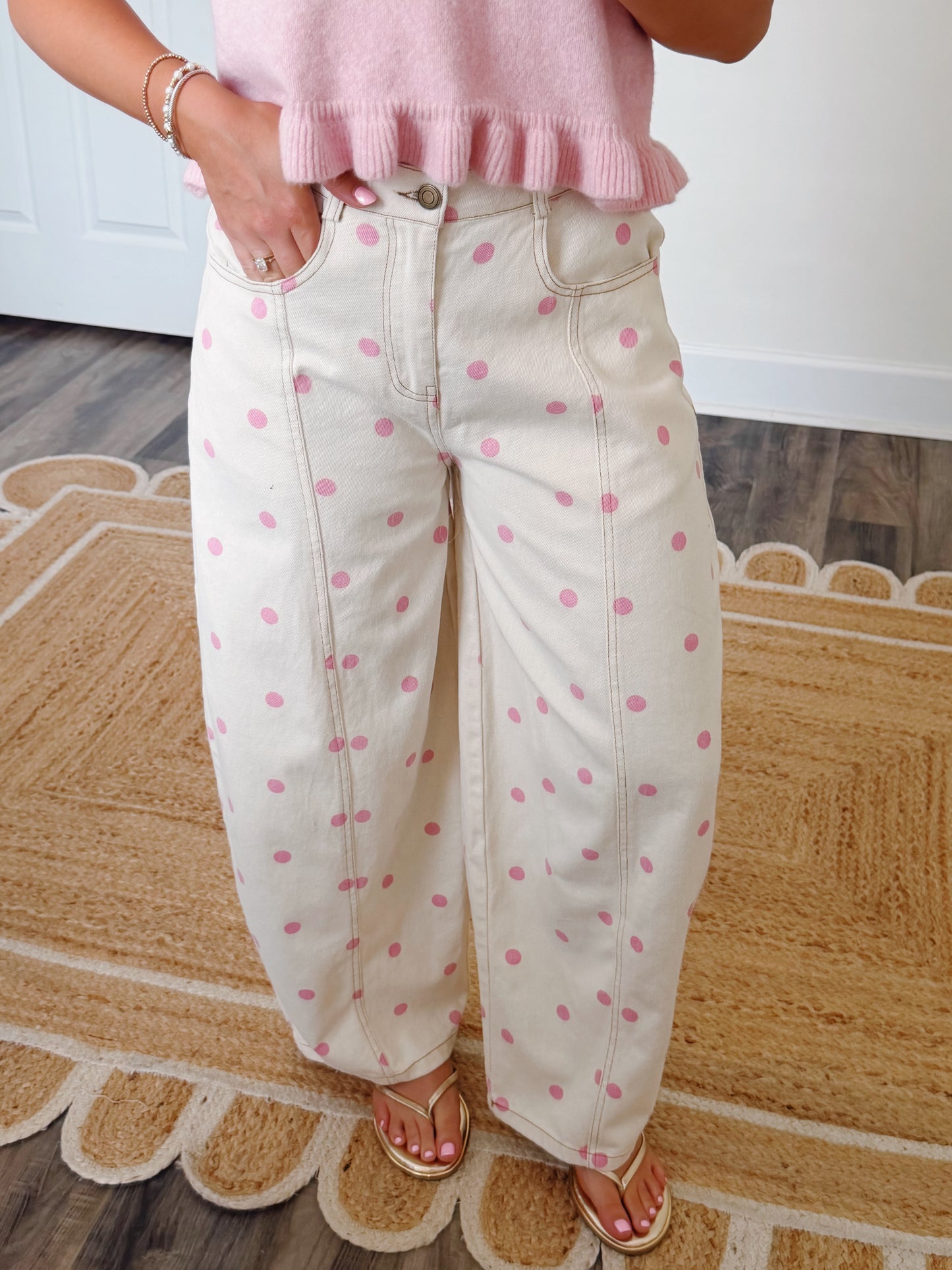 Pink Dottie Barrel Jeans