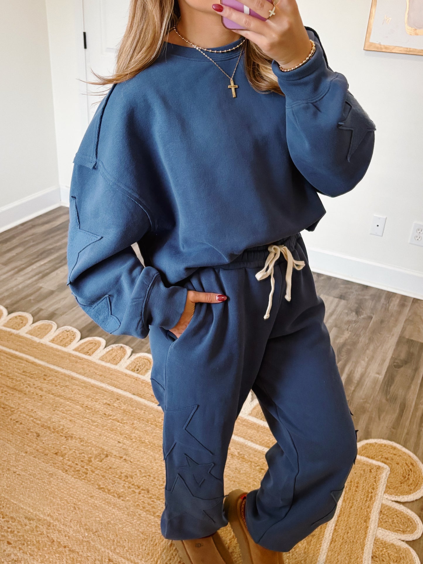 Varsity Star Sweat Set Navy