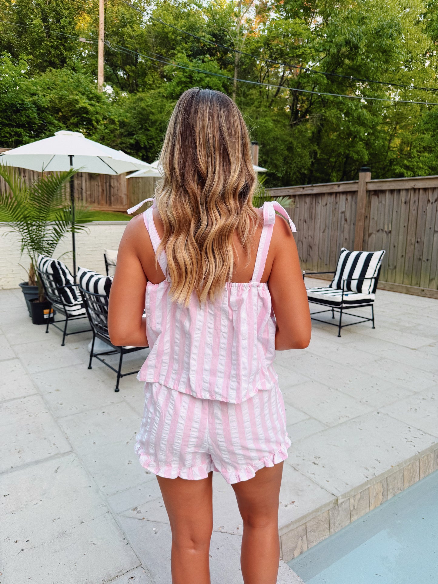 Pink Striped Cotton Pajama Set