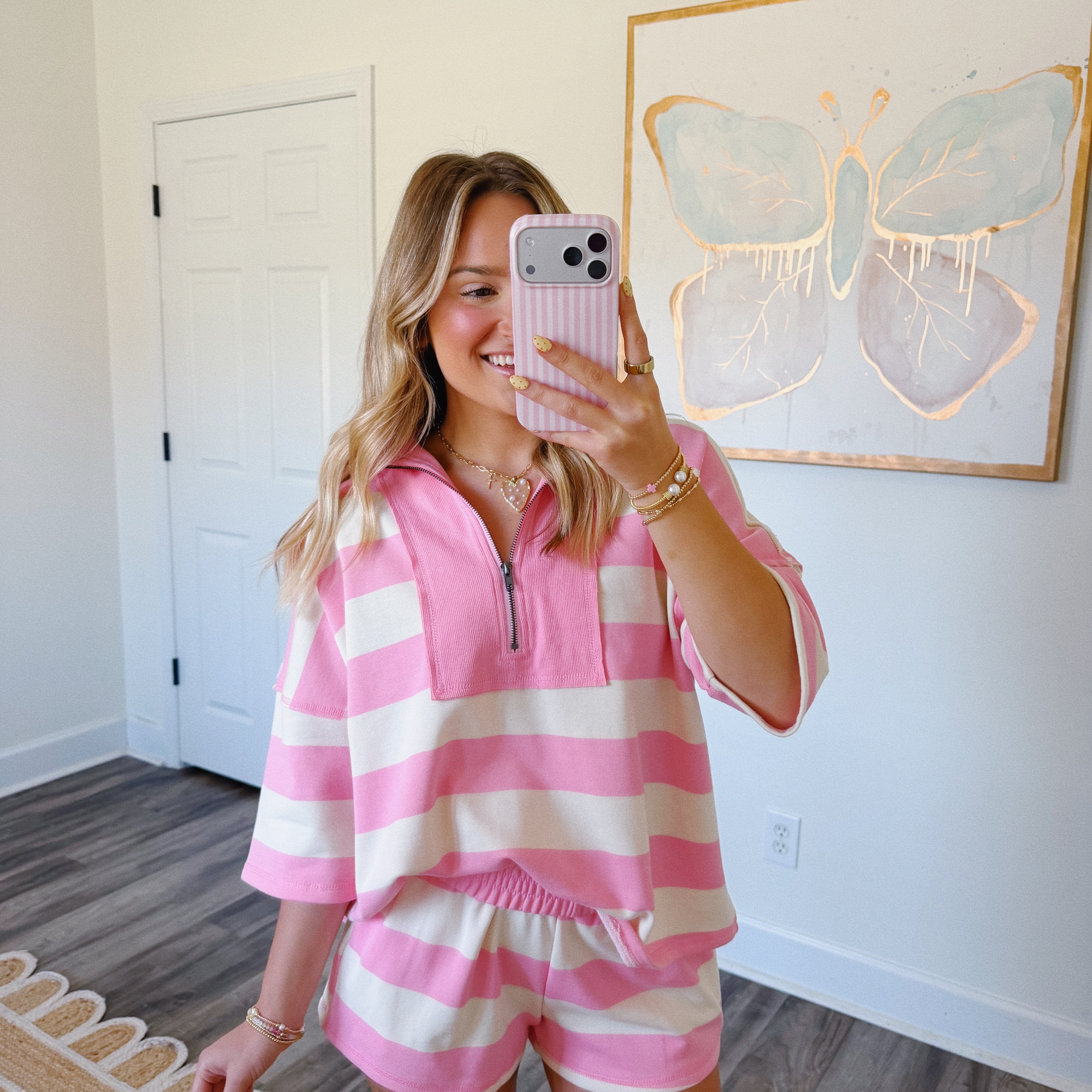 Pink Striped Cozy Set