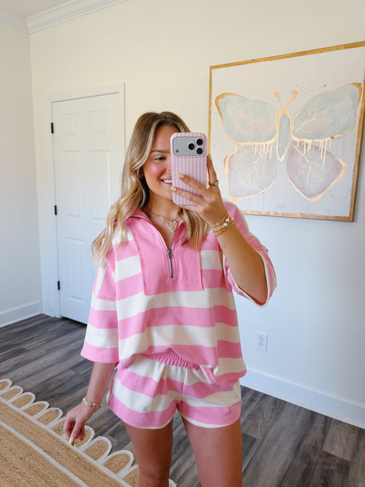 Pink Striped Cozy Set