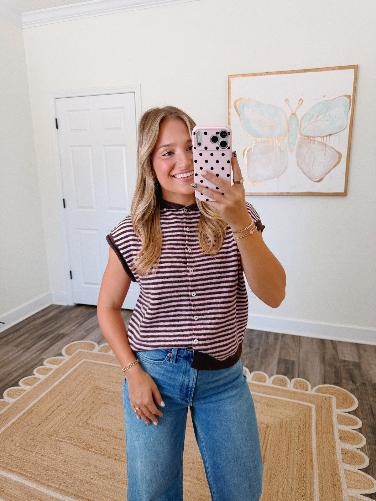 Pink Piper Striped Cardigan