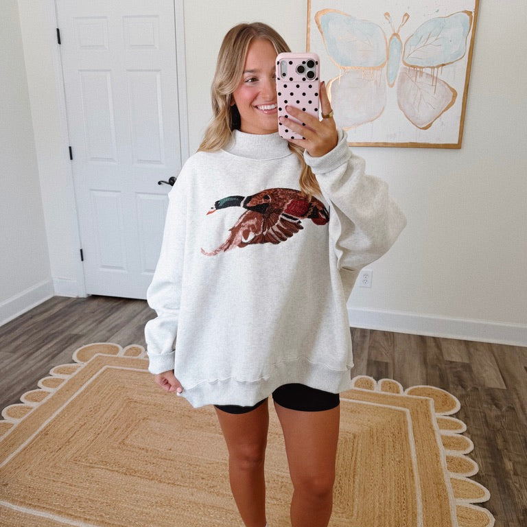 Embroidered Mallard Mockneck