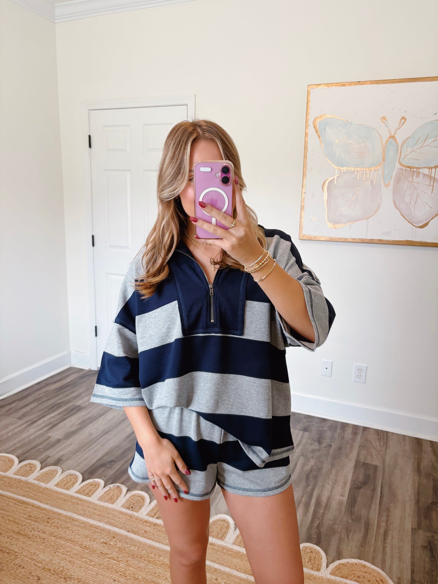 Navy Striped Cozy Set