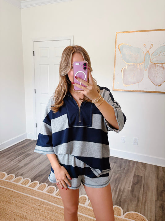 Navy Striped Cozy Set
