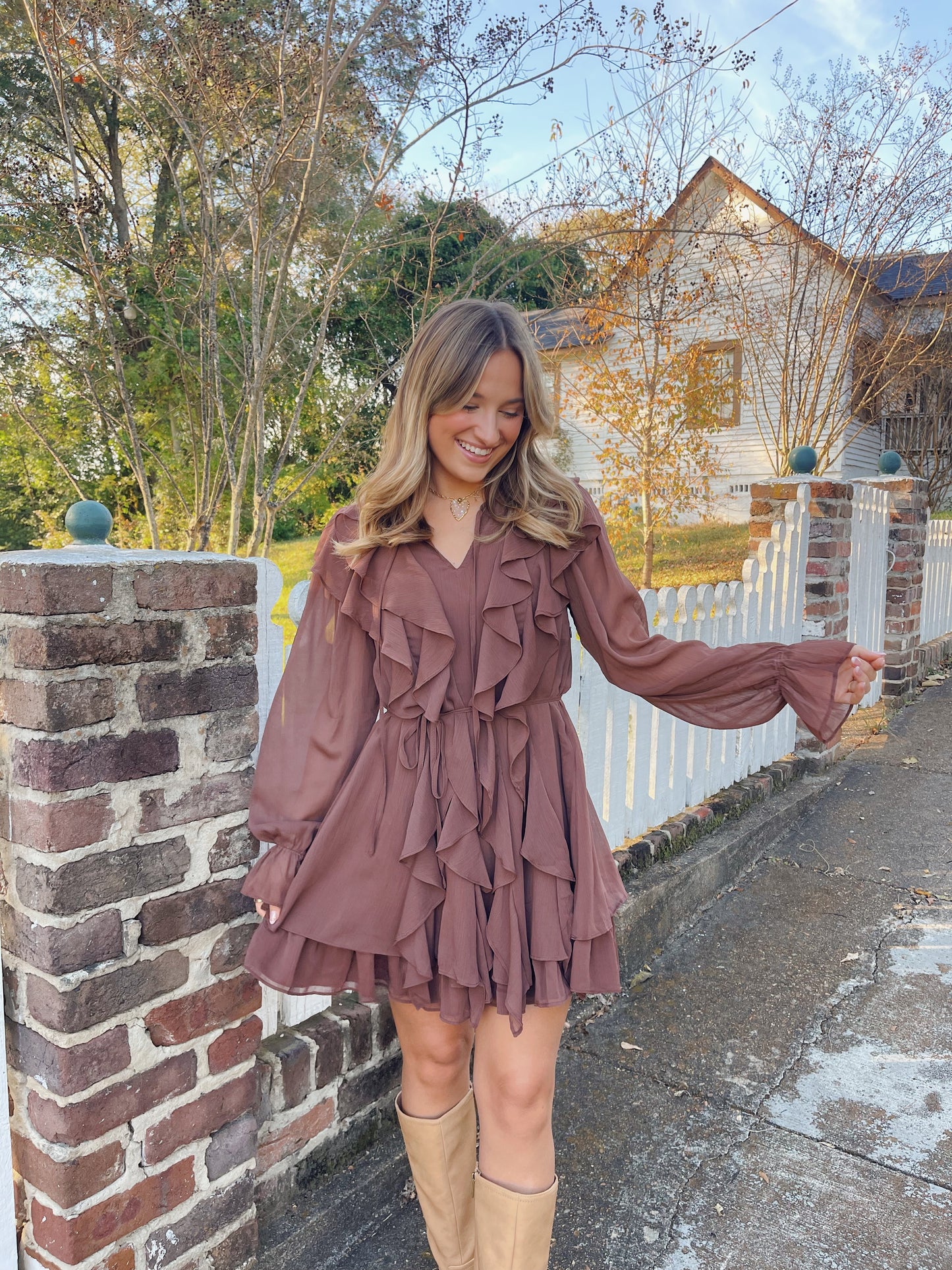 Autumn Nights Ruffle Dress