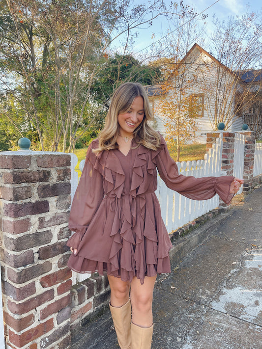 Autumn Nights Ruffle Dress
