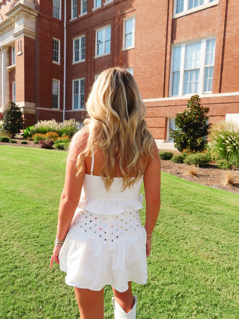 Rhinestone Skirt Set