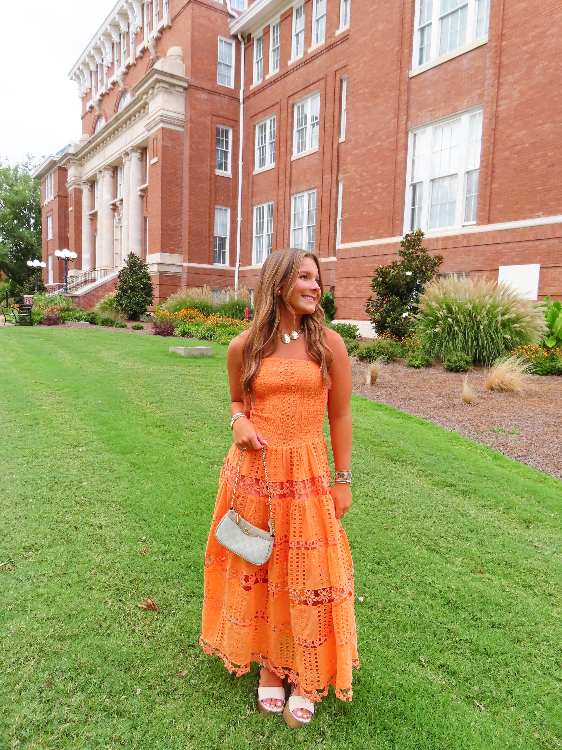 Sophie Eyelet Dress in Orange