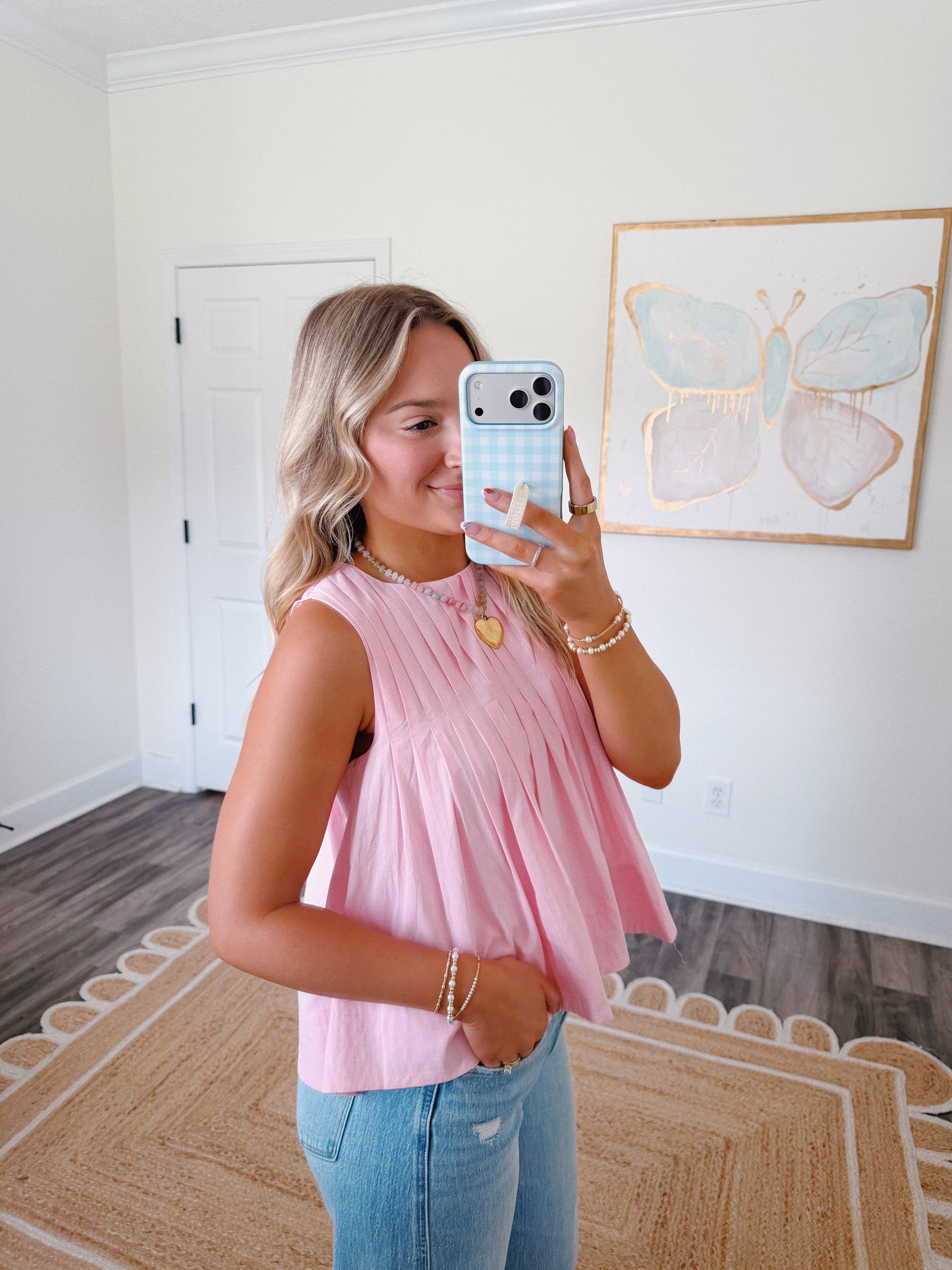 Pink Pleated Top