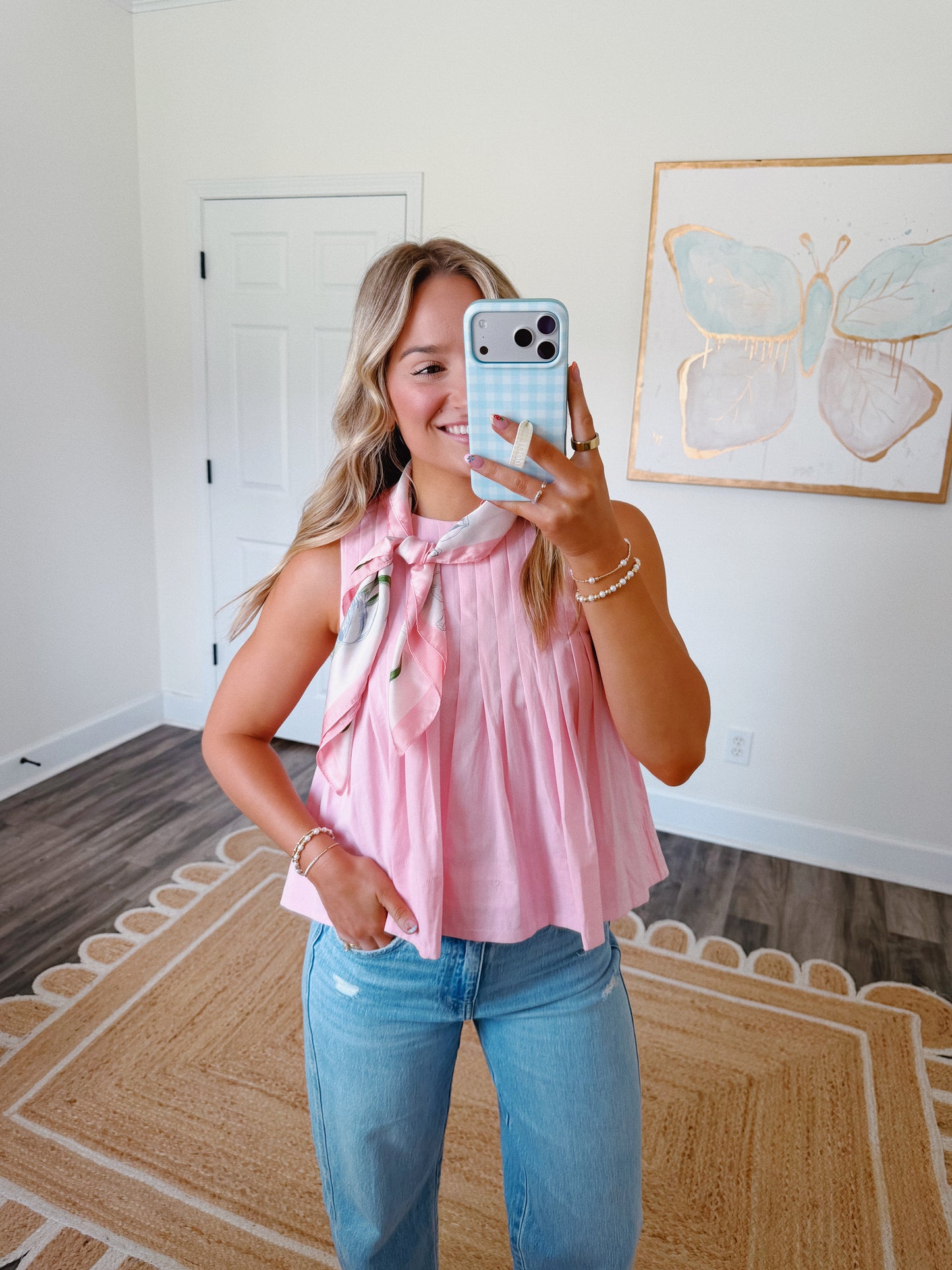 Pink Pleated Top