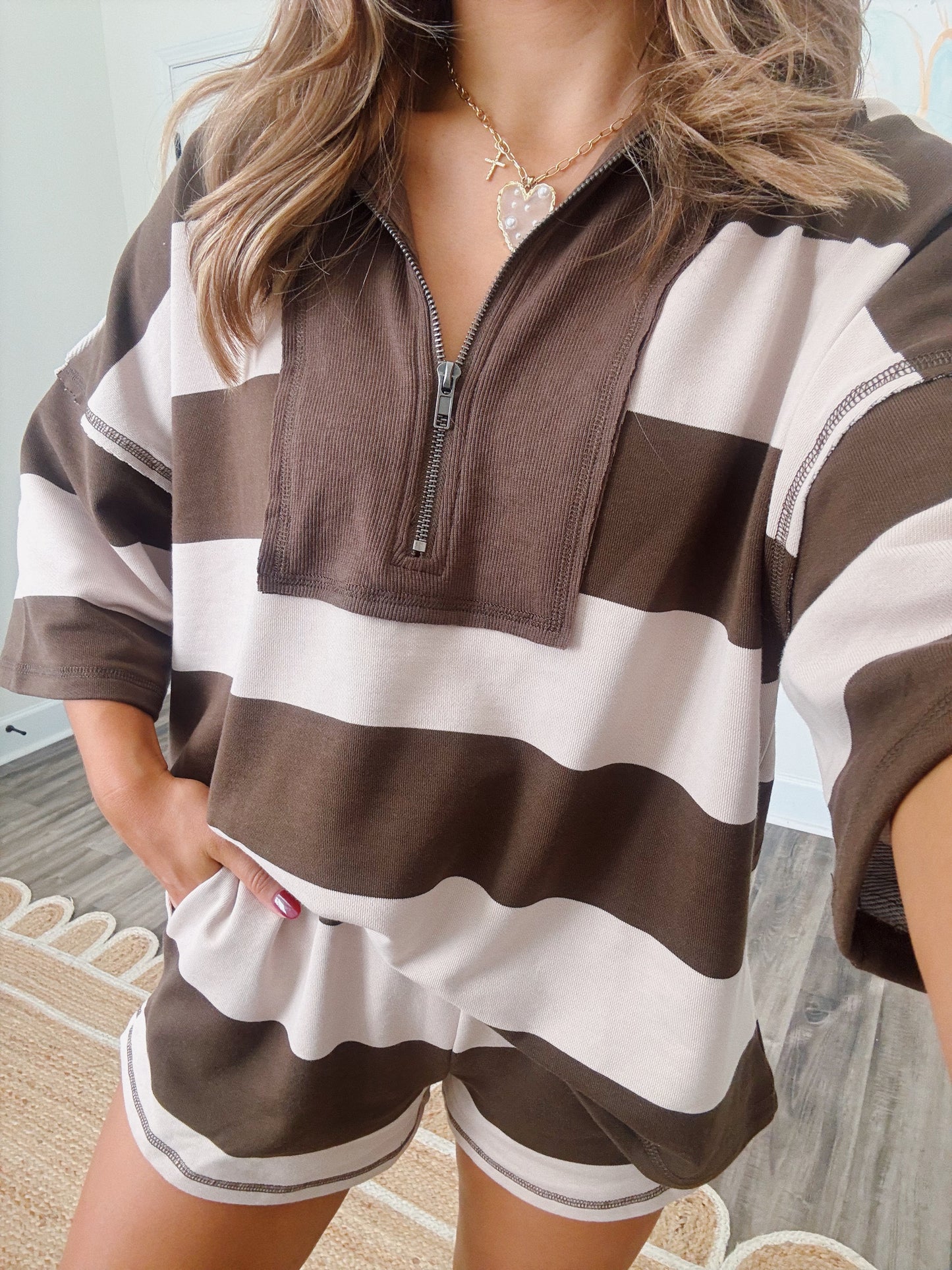 Chocolate Striped Cozy Set