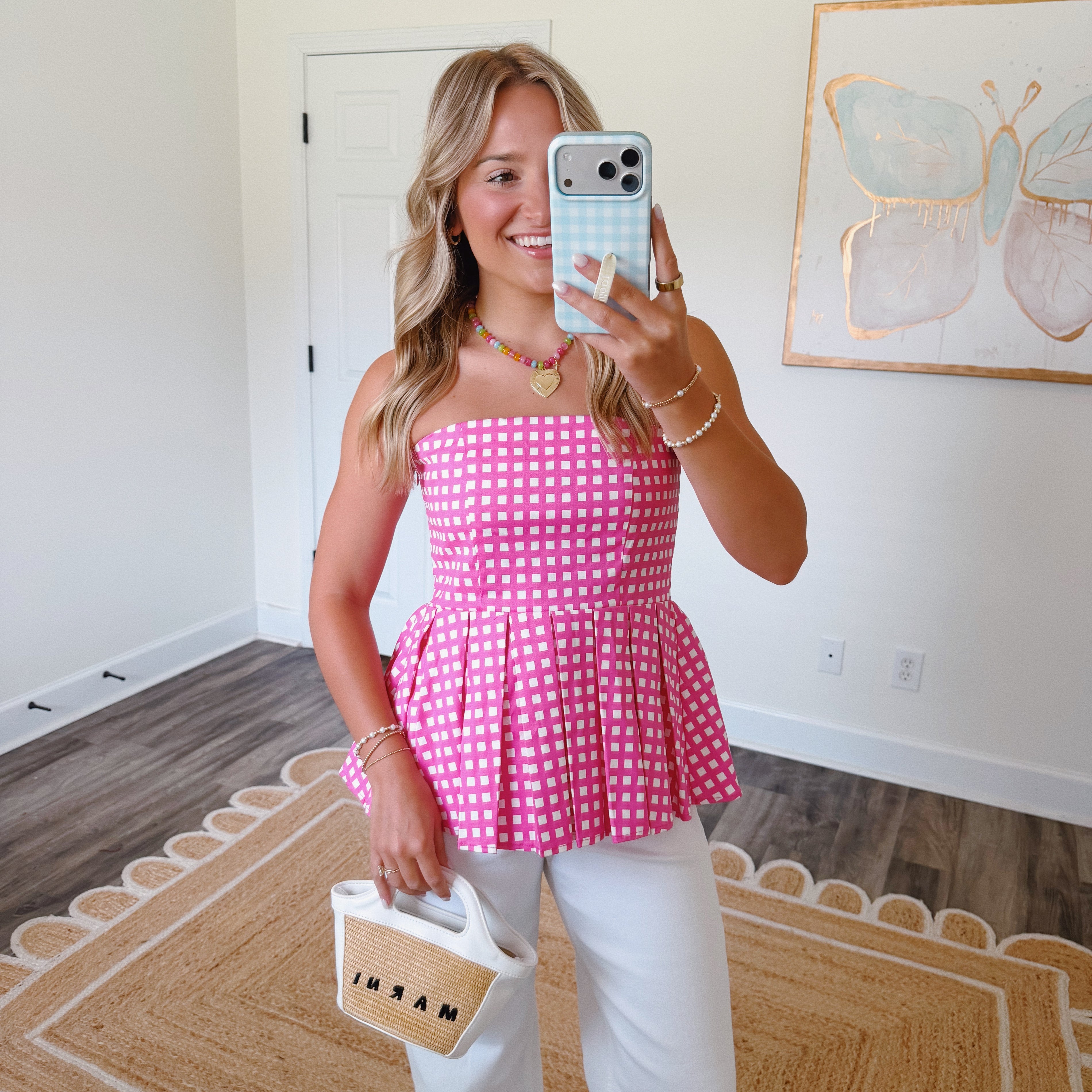 Pink Gingham Top