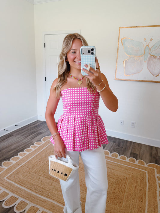 Pink Gingham Top