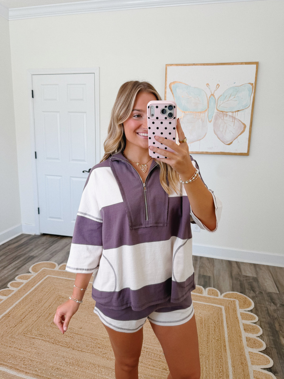 Varsity Stripe Short Set
