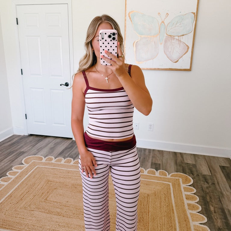 Cherry Striped Fold Over Set