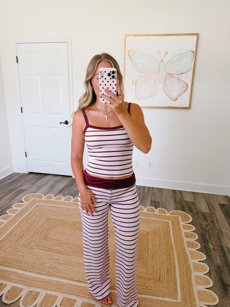 Cherry Striped Fold Over Set