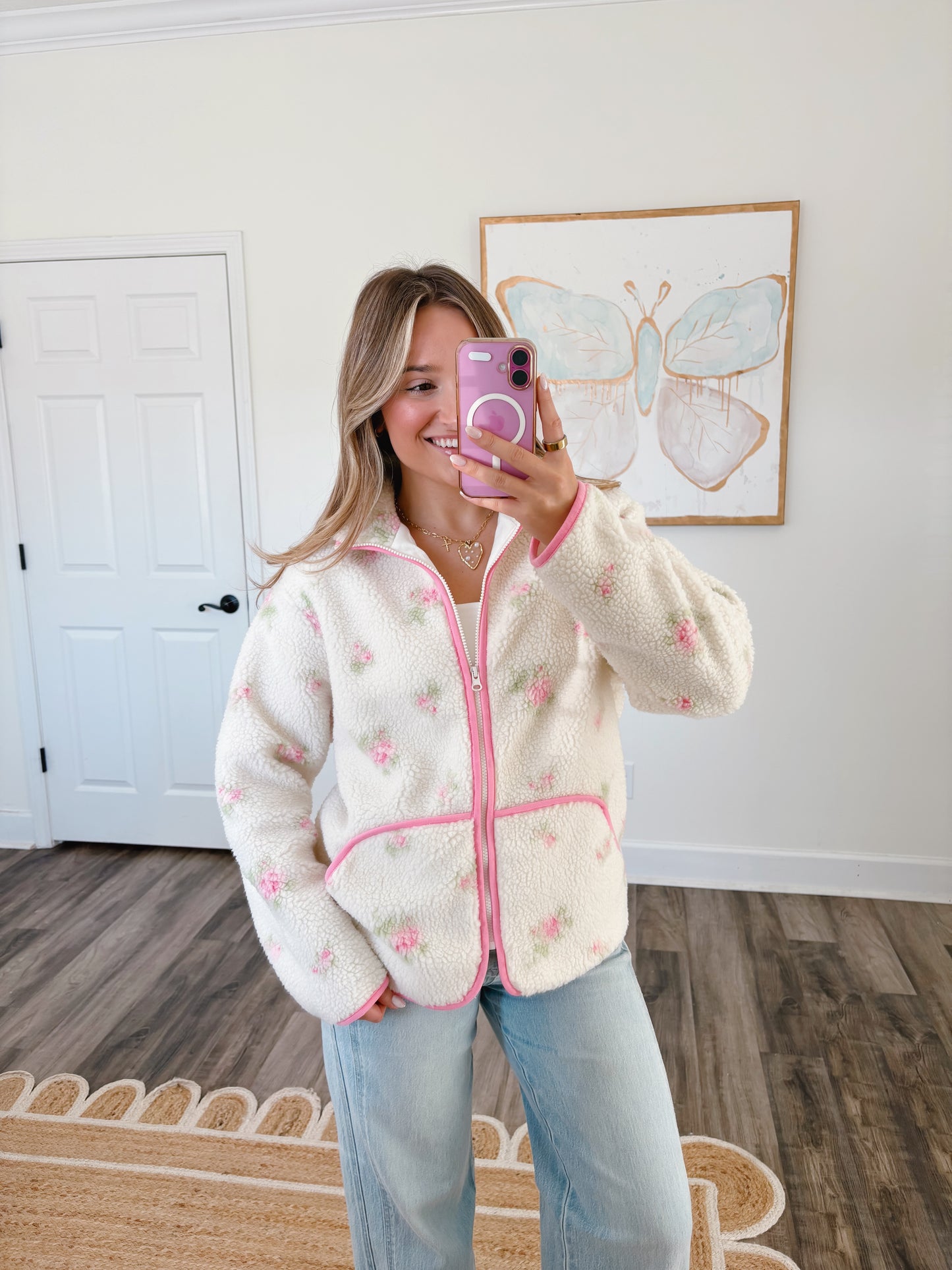Soft Seasons Floral Sherpa Jacket