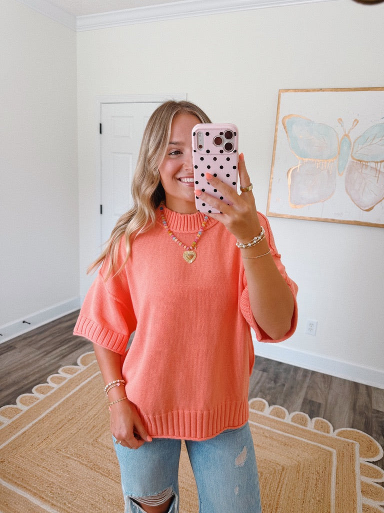 Creamy Peach Mock Neck Top