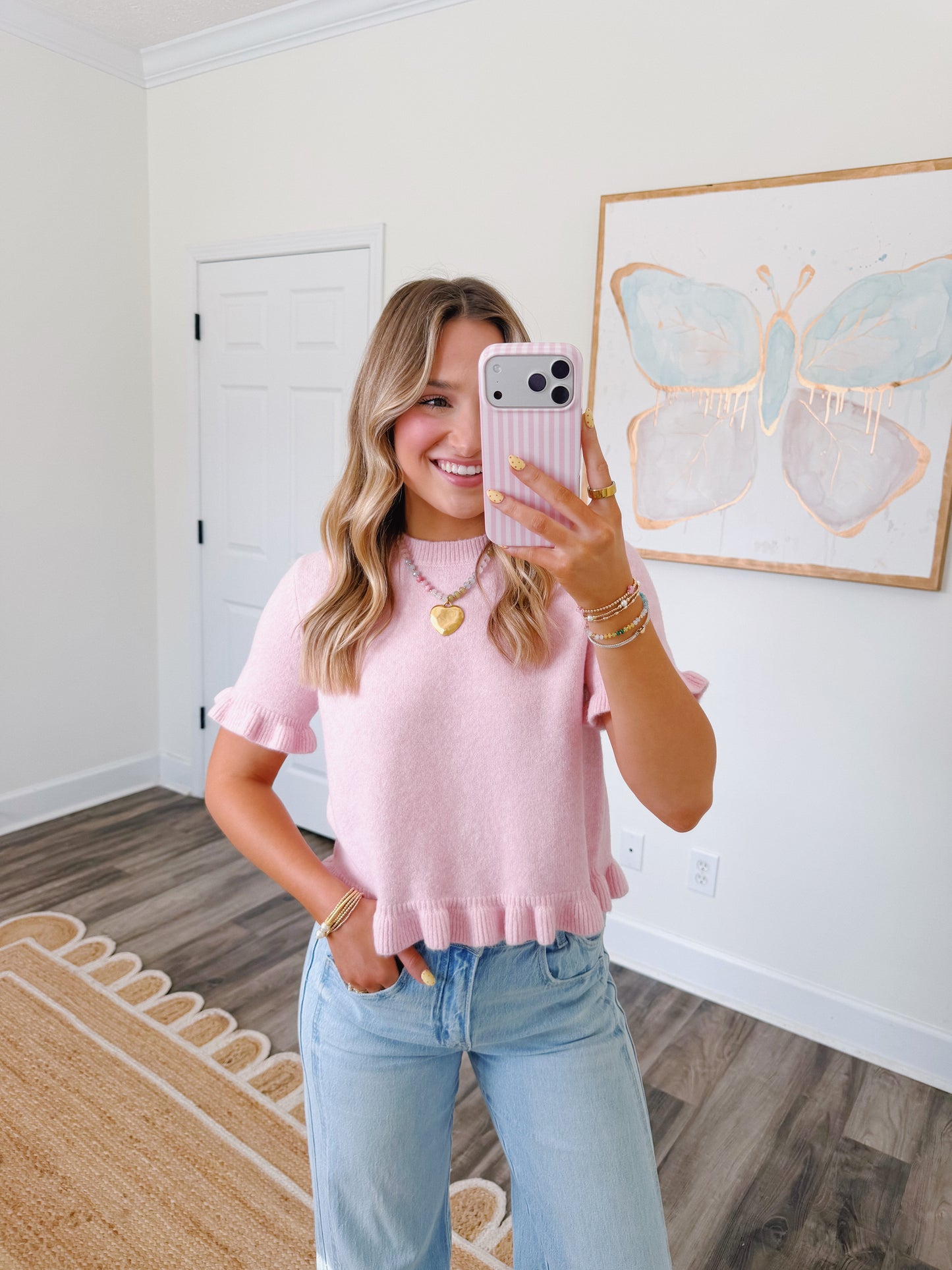 Sweetheart Knit Top Pink