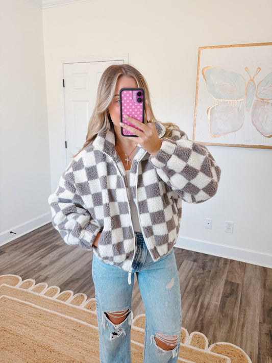 Alayna Checkered Sherpa Jacket