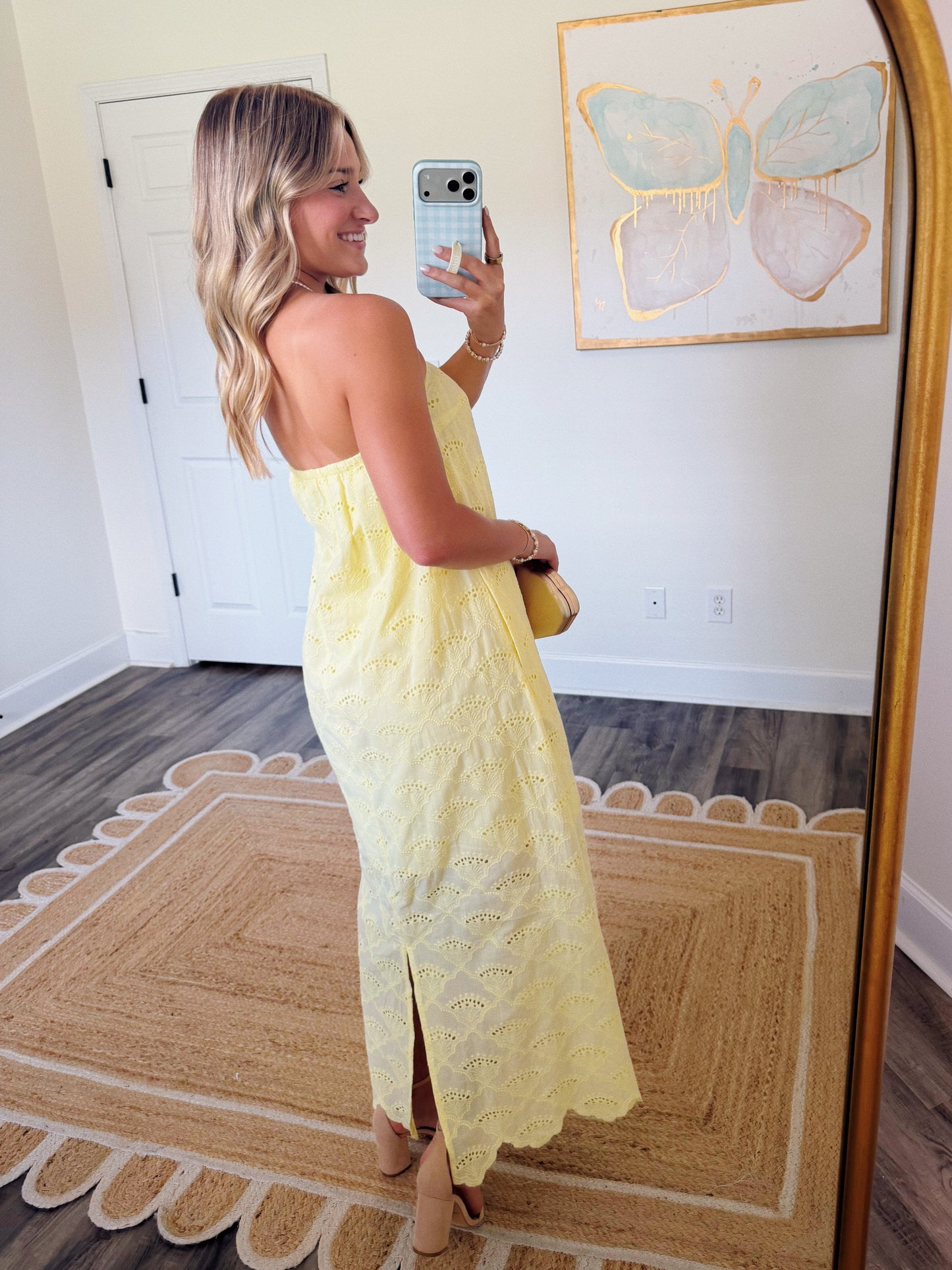 Summer Skies Eyelet Dress in Yellow