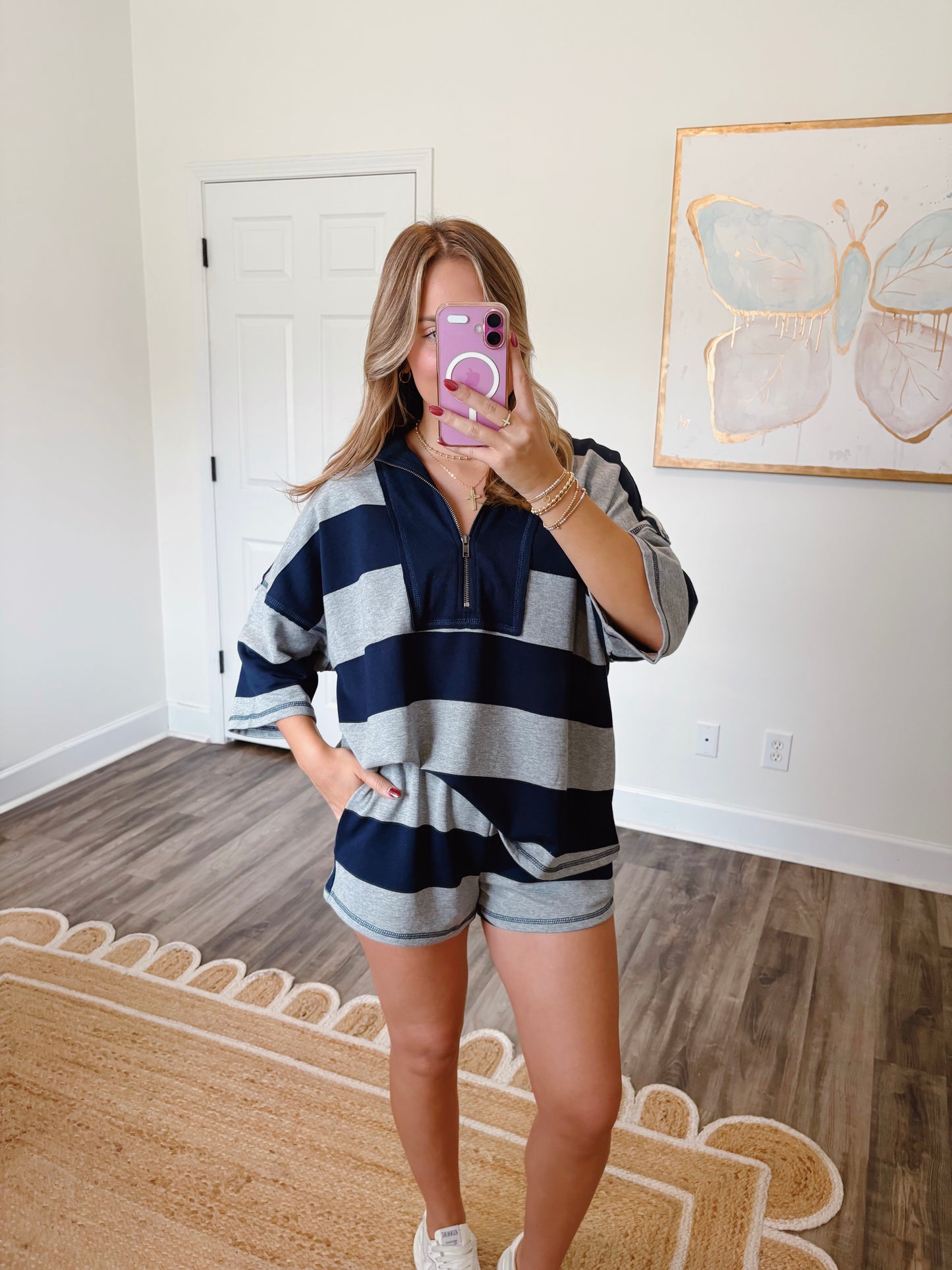 Navy Striped Cozy Set